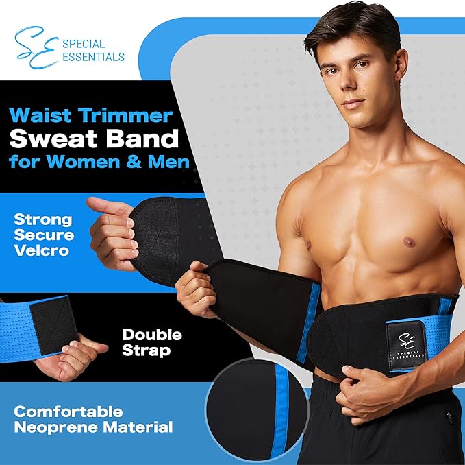Special Essentials Waist Trainer for Women & Men Adjustable Sweat Band Waist Trimmer For Core Stability & Training Workouts