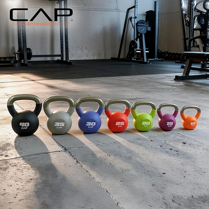 CAP Barbell Cast Iron Kettlebell - Coated Options, Singles and Sets, Multiple Weight Choices