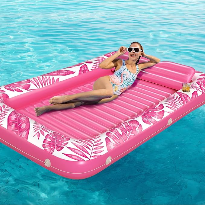 Inflatable Tanning Pool Lounger Float - Jasonwell 4 in 1 Sun Tan Tub Sunbathing Pool Lounge Raft Floatie Toys Water Filled Tanning Bed Mat Pad for Adult Blow Up Kiddie Pool Kids Ball Pit