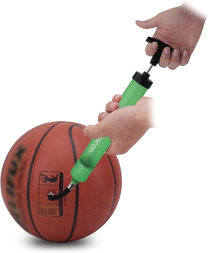 SKOLOO 10" Portable Hand Air Ball Pump Inflator Kit with Needle, Nozzle, Extension Hose for Soccer Basketball Football Volleyball Water Polo Rugby Exercise Sports Ball Balloon Swim Inflatables