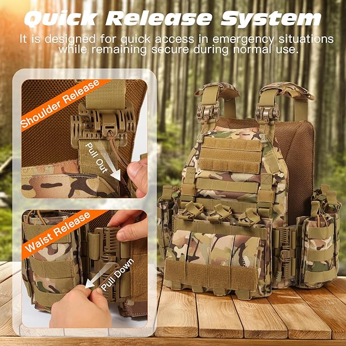 Quick Release Tactical Vest Adjustable Lightweight Breathable Weighted Vest for Training Outdoor Activities 1000D CP