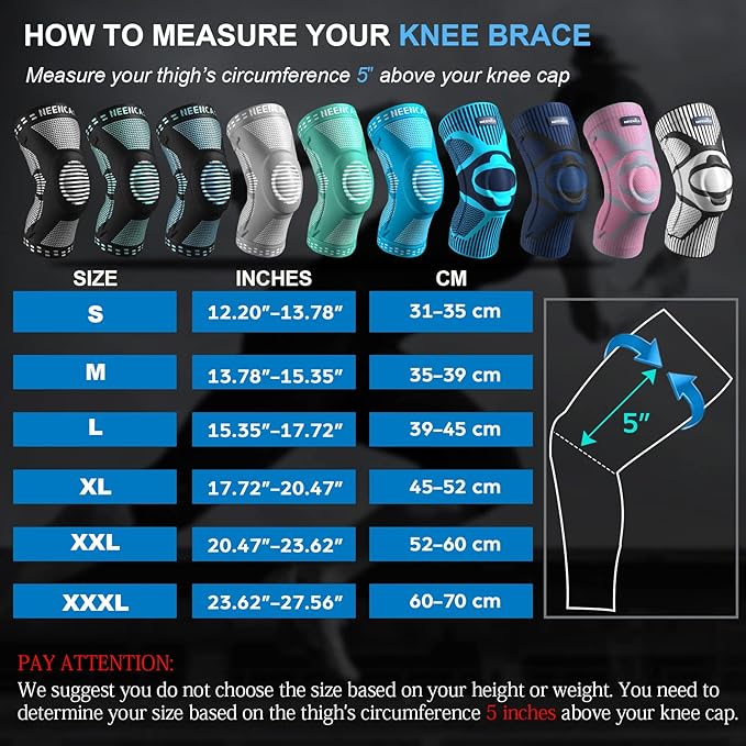 NEENCA Knee Braces for Knee Pain Relief, Compression Knee Sleeves with Patella Gel Pad & Side Stabilizers, Knee Support for Weightlifting, Running, Workout, Arthritis, Meniscus Tear, Men Women. ACE-53