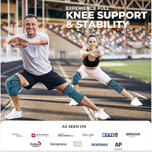 Modvel 2 Pack Knee Brace for Women & Men - Knee Support for Walking, Knee Compression Sleeves for Pain Relief, Knee Sleeves for Women, Knee Sleeves for Men, Knee Brace for Sports, Workouts & Arthritis