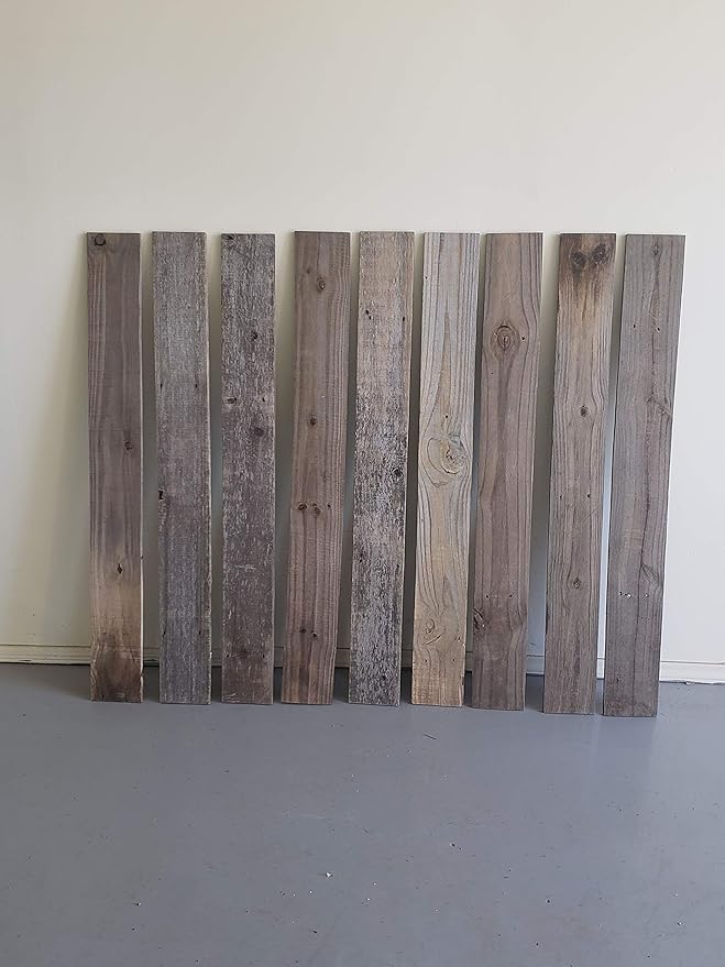 Rustic Weathered Reclaimed Wood Planks for DIY Crafts, Projects and Decor (9 Planks - 5.5"x48")