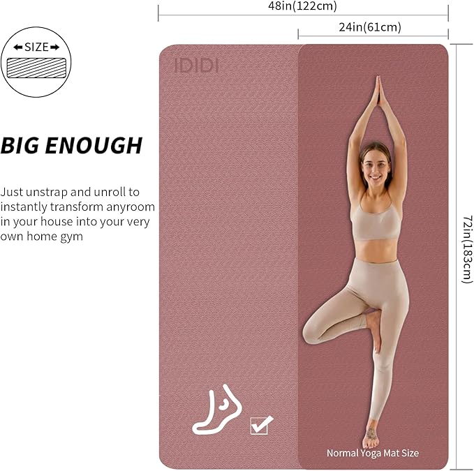 Large Yoga Mat (6'x 4') - Extra Long and Wide Workout Mat for Men and Women, Non-Slip POE 0.32''/0.4'' Thick Fitness Mat, Eco-Friendly Exercise Mat for Home Workouts, Ideal for Yoga and Pilates