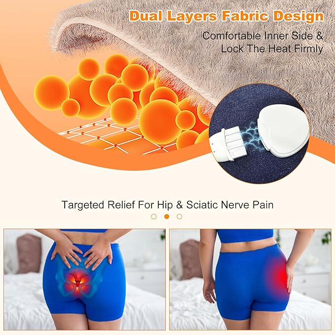 Koviti Hip Heating Pad for Sciatica Pain Relief - FSA HSA Eligible Heated Hip Brace Electric Heat Pad for Lower Back Thigh Buttock Birthday Gifts Hot Physical Therapy for Women Men Mom