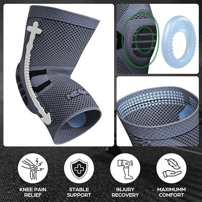 NEENCA Professional Knee Brace for Pain Relief, Medical Knee Compression Sleeve, Knee Support with Horizontal Knit Tech for Meniscus Tear, ACL, Arthritis, Joint Pain, Runner, Workout