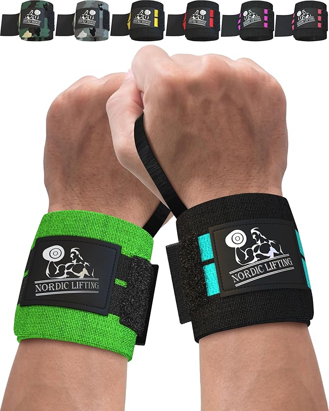 Nordic Lifting Wrist Wraps (2 Pairs) – Lifting Wrist Wraps with Thumb Loop for Weightlifting, Powerlifting & CrossFit – Durable Wrist Support Straps for Men & Women – Gym Essentials for Heavy Lifts