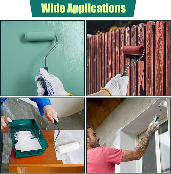 Paint Roller Kit, 15 Pack, 4 Inch Paint Roller, Small Paint Roller with Tray Liners, Roller Paint Brush Covers for All Surfaces, Painting Supplies for Walls, Kitchen, Cabinets and Ceilings