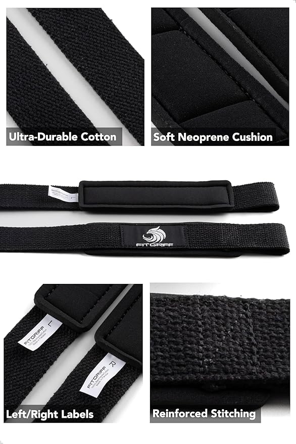 Fitgriff® Lifting Wrist Straps for Weightlifting, Gym, Deadlift, Workout (Made of Premium Cotton & Padded) - Men & Women