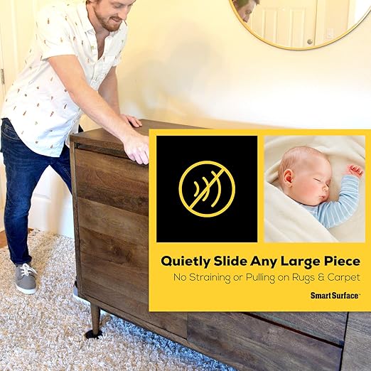 Smart Surface Furniture Sliders for Carpet - 16 Pack - 3.5" Round | 8295 Coasters for Heavy Furniture - Protect Your Carpeted Floors