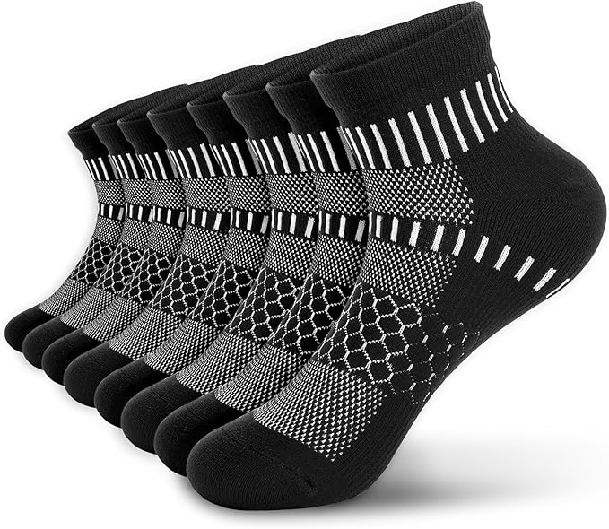 IRAMY Ankle Compression Socks for Men Women Cushioned Running Athletic Socks Plantar Fasciitis Relief 2/4/6 Pairs