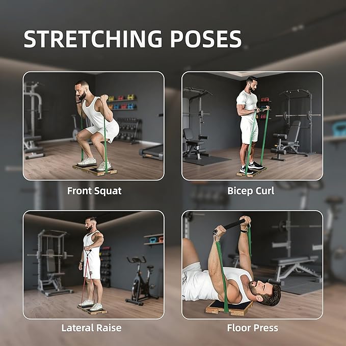 Wood Resistance Band Platform Base, Fitness Exercise Board Footplate for Home Gym Workout