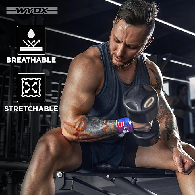 WYOX Wrist Wraps for Weightlifting – Professional Quality Adjustable Wrist Support, Heavy Duty Thumb Loop Gym Wrap, Powerlifting & Strength Training for Bodybuilding, Breathable Flexible Wrist Brace for Pain Relief, Bench Press, Pushups Workouts Unisex