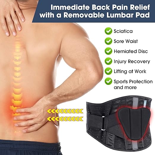 Back Brace Back Support Belt，Flexible Lumbar Support Lower Back Brace for Pain Relief, Back Support Brace for Lifting at Work, Scoliosis Pain Relief Brace XXXL Fits Waist Size 45”-51”