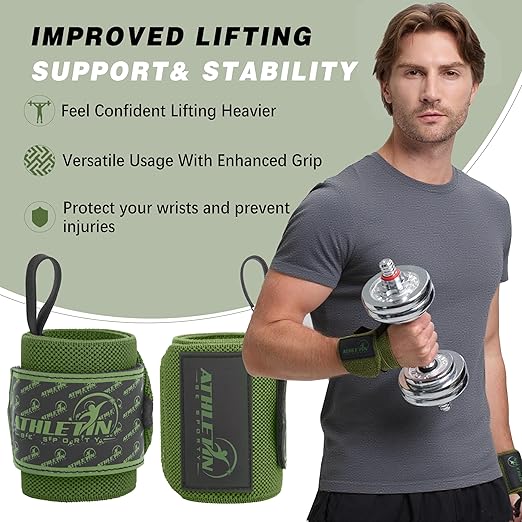 Wrist Wraps for Weightlifting - 18” Heavy Duty Wrist Support for Gym, Powerlifting, Bench Press & Cross Training - Adjustable with Thumb Loop, Durable for Men & Women, Includes Carry Pouch