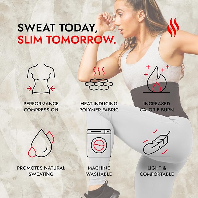 Sweat Shaper Waist Trimmer for Women, Waist Trainer Sauna Belt, Neoprene-free Waist Cincher, Thermo Sauna Slimming Belt