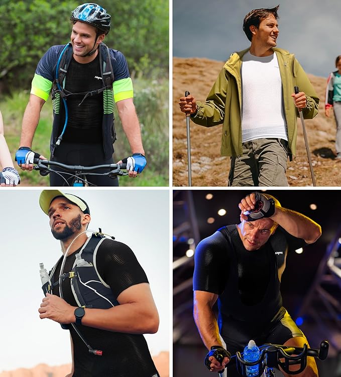 Nepest Mens Vests/Short Sleeve Biking Base Layer Mesh Sleeveless Cycling Baselayer Bicycle Ultralight Undershirts