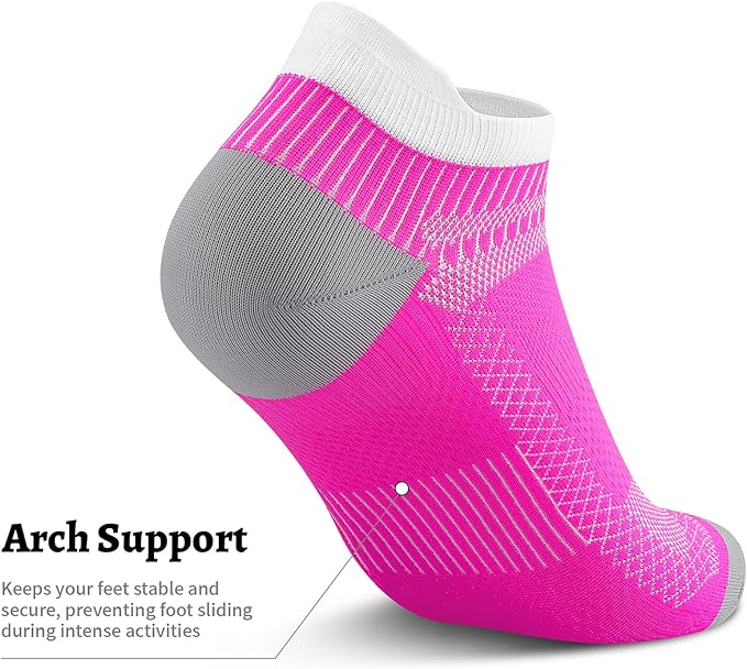 PAPLUS Compression Socks for Men & Women, 2/4/6 Pairs Ankle Running Socks with Arch Support, Ankle Support, Plantar Fasciitis
