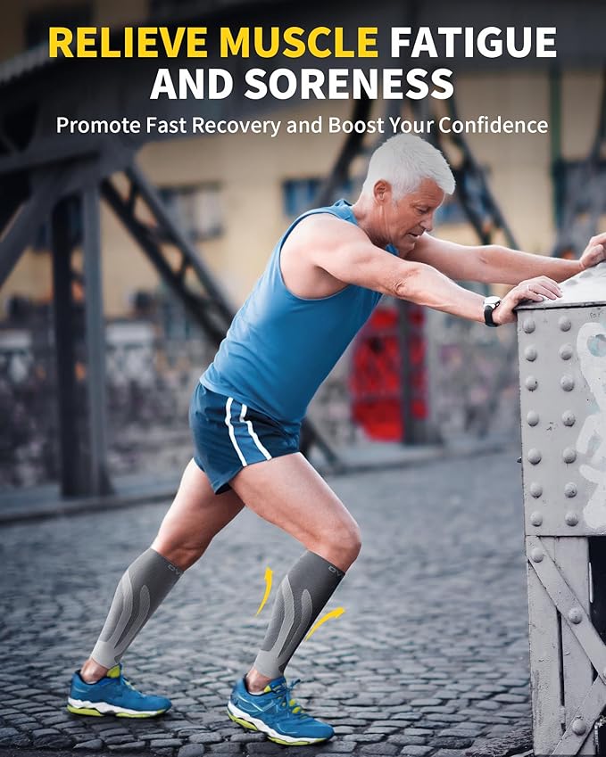 CAMBIVO 3-Pair Calf Compression Sleeves for Men & Women – Footless Socks for Shin Splints & Leg Pain Relief, 1 Pair Available