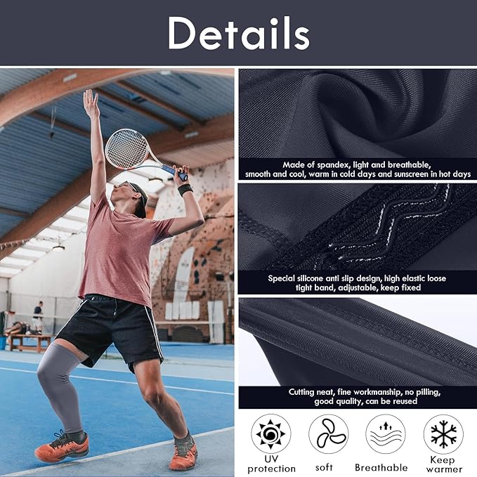 Tatuo Leg Sleeves Compression Long Knee Sleeve UV Protect for Men Women Sport Basketball Football