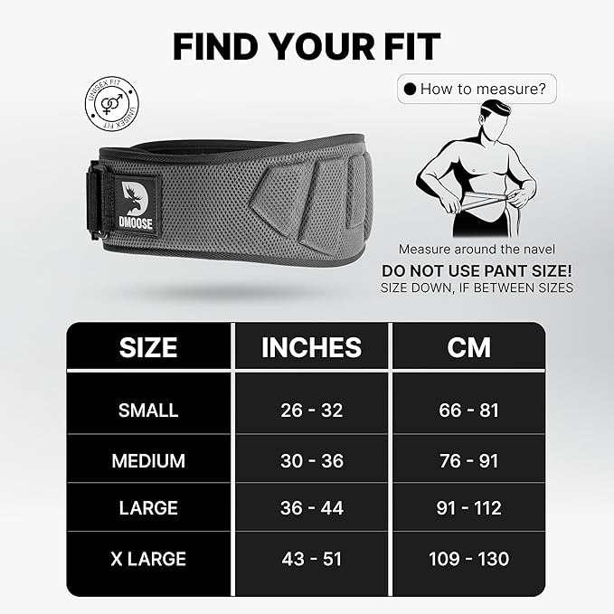 DMoose Fitness Weight Lifting Belt for Squats, Deadlift & Intense Workout - 6" Adjustable Fit Auto Lock Weightlifting Belt for Men & Women - Neoprene Gym Belts for Stability & Lumbar Back Support