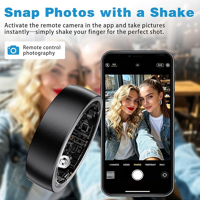 Smart Ring for Women & Men, Activity Tracker Ring, Heart Rate Monitor, Sleep Monitoring, Step Counting, Calorie Pedometer, No Subscription Fee, iOS Android (Black 10)