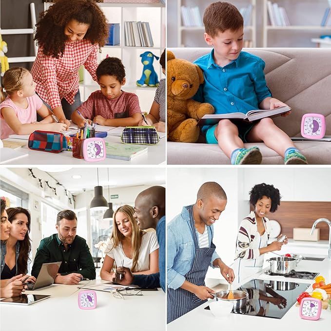 Secura 60-Minute Visual Timer, Silent Study Timer for Kids and Adults, Time Clocks, Time Management Countdown Timer for Teaching (Pink)