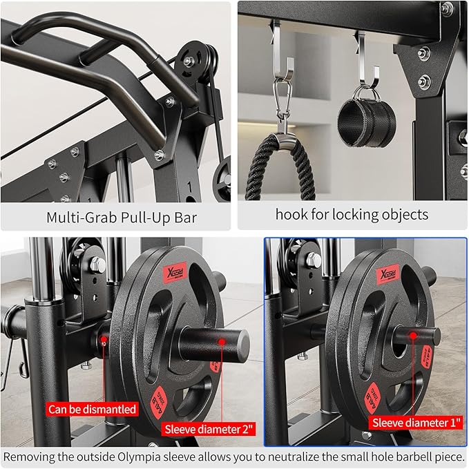 Multi-Purpose Squat Rack,Smith Machine Weight Rack Set with Cable Crossover System, Home Gym Power Racks, Power Racks and Packages