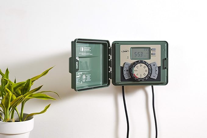 Orbit 4-Station Outdoor Swing Panel Sprinkler System Timer - for Residential Lawn Watering - Multi-Station Irrigation Controller - Custom Watering Intervals - Indoor/Outdoor Installation - 57894