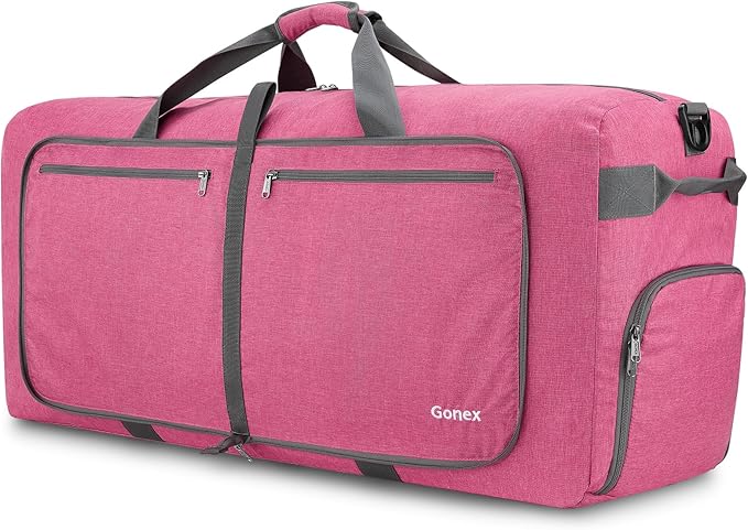Gonex Large Foldable Travel Duffle Bag with Shoes Compartment, Packable Lightweight Water Repellent Duffel Bag for Camping Gym Weekender Bag