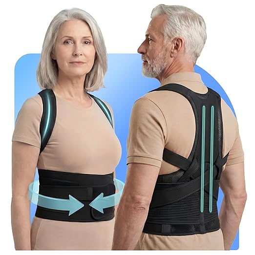 New for 2026 – Posture Corrector for Seniors Women & Men, Advanced Full Back Brace Support for Upper & Lower Back, Spine & Neck Alignment, Reinforced Wide Dual-Layer Waist Support Belt with Shoulder Straightener and Back-Opening Support, Breathable for...