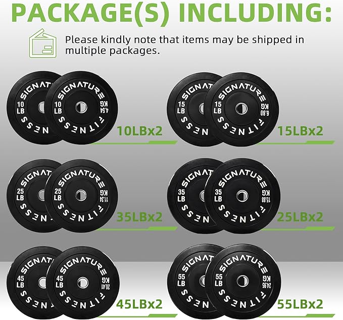Fitvids Olympic Bumper Plates Set, 2" Weight Plates for Strength Training & Weightlifting, Paris or Set or Set with Barbell, Multiple Options