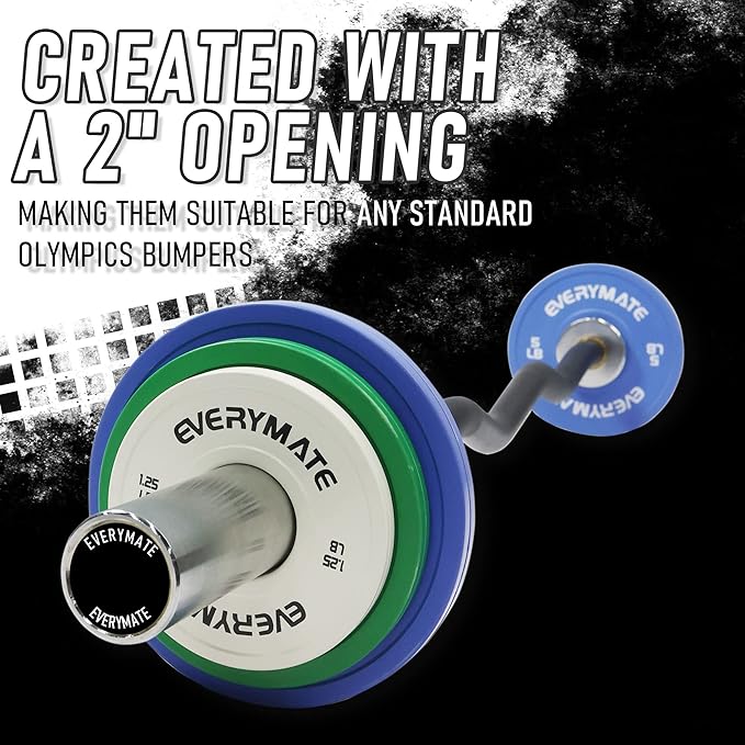 EVERYMATE Fractional Weight Plates - Olympic Bumper Plates for Cross Training - Steel Insert - 1.25LB, 2.5LB, 5LB