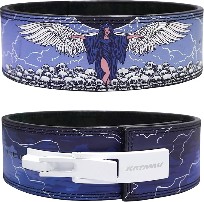 Katamu Premium Leather Lever Weightlifting Belt – Secure Steel Lever, Powerlifting Support for Deadlifts, Squats & Heavy Lifts - Lift More, Look Good