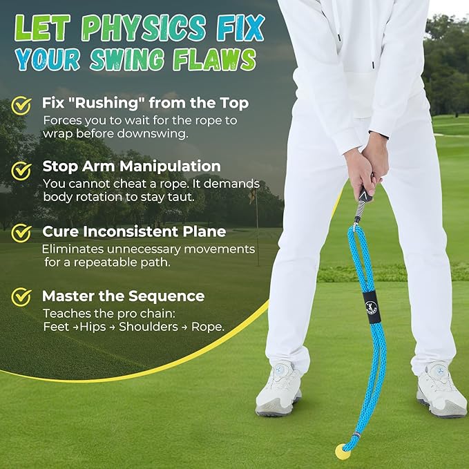 Golf Rope Swing Trainer, Professional Golf Swing Rope Training Aid to Improve Speed, Tempo, Rhythm, Flexibility and Strength, Golf Warm-Up Practice Equipment for Golfers of All Levels