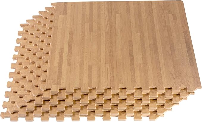 Forest Floor 3/8 Inch Thick Printed Foam Tiles, Premium Wood Grain Interlocking Foam Floor Mats, Anti-Fatigue Flooring – Stylish Flooring Solution