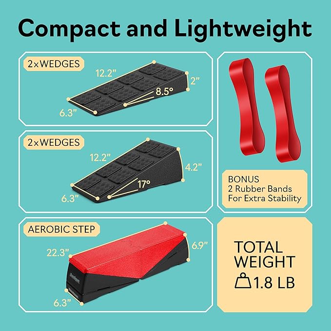 Squat Wedge Block Set of 3/5 - 960 LBS Capacity - Slant Board for Calf Stretching with 5 Stackable Angles - Calf Stretcher Slant Board - Workout Equipment - EPP Material for Exercise Equipment & Physical Therapy