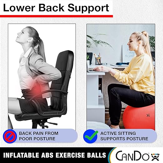 CanDo Inflatable Exercise Ball - Red 29.5", Durable Extra Thick Non-Slip Stability Ball for Core Workouts, Yoga, Pilates, Active Seating, Physical Therapy, Pregnancy, Home Gym, Flexibility