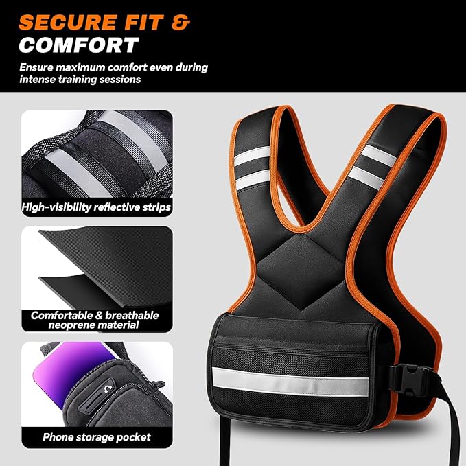 Adjustable Weighted Vest for Men and Women,4-10lb Variable Body Weight Vest for Home Workouts, Running, Rucking, HIIT & Strength Training, Removable Ironsand Weights, Reflective & Pockets