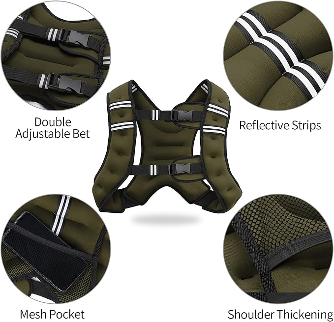 VIVITORY Weighted Vest Workout Equipment, 11lbs/18lbs Body Weight Vest for Men, Women, Strength Training, Running, Fitness, Muscle Building, Weight Loss, Weight lifting