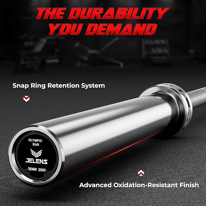 7FT Bar Olympic Barbell, 1000lb Capacity Weight Bar for Strength Training, 2 Inch Strength Training Bar With Knurled Grip for Squats, Deadlifts, Presses, Rows, Curls