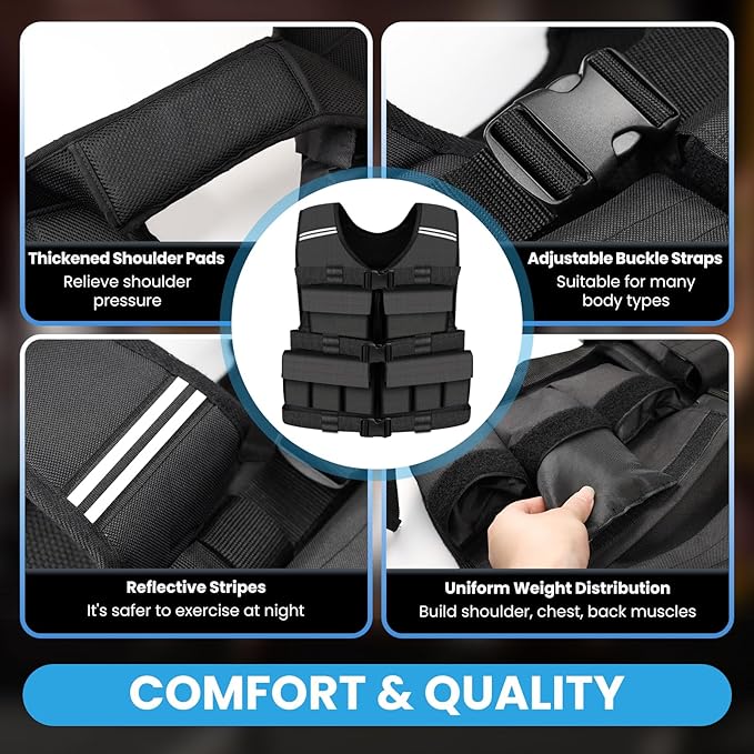 Adjustable Weighted Vest for Men Woman With Shoulder Pads 18lbs | 30lbs | 40lbs, Weight Vest For Walking, Rucking, Cross Training, Running, Muscle Building - Breathable, Comfortable, Washable