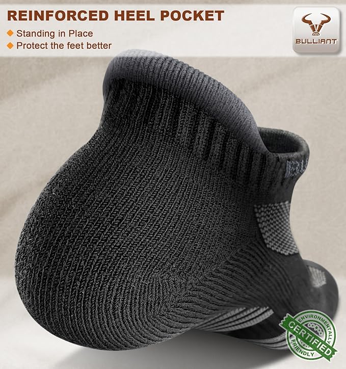 BULLIANT Men Running Socks,Active Ankle Socks No Show For Men With Cushioned Footbed Arch Support Breathable Wicking