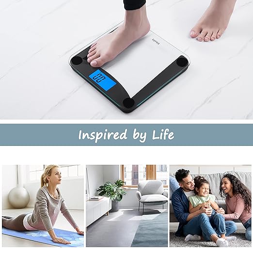 Vitafit Digital Bathroom Weight Scale for Body Weight, High Accuracy Assured by Weighing Professional Since 2001,Extra Large Blue Backlit LCD and Step-On, 400lb/182kg, Superb Black