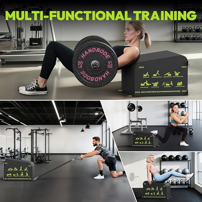 HANDBODE Hip Thrust Bench, Multi-Functional Slip-Free Hip Thrust Machine for Glute Bridge, Box Jump, Push-Ups, Squat, Ab Exercise, Suitable for Home & Gym