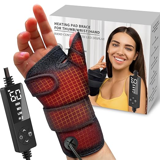 Wrist & Thumb Heating Pad for Arthritis and Carpal Tunnel Relief, Hand Heating Pad for Sprains, Trigger Thumb, Tendonitis, Hand Pain Relief - Left & Right Hands(L)