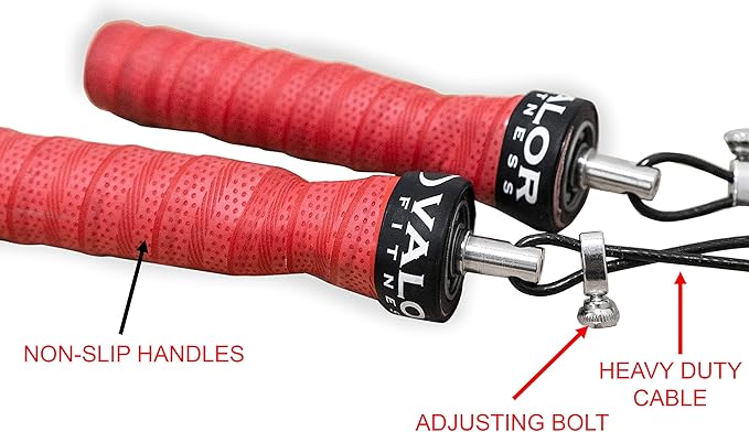 Valor Fitness Adjustable Speed Rope - Speed Jump Rope with Ball Bearings and Non-Kinking Cable – Ideal for Cross Training and Other High Intensity Workouts with Skipping Rope
