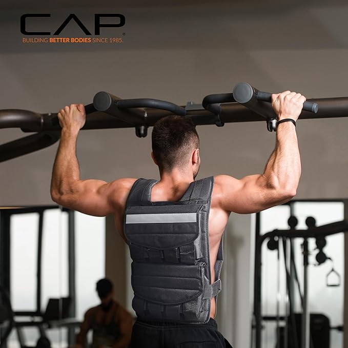 CAP Barbell Adjustable Weighted Vest | 20-150 lbs | Heavy-Duty Workout Vest with Removable Iron Weights for Strength Training, Cardio, Running, and Calisthenics