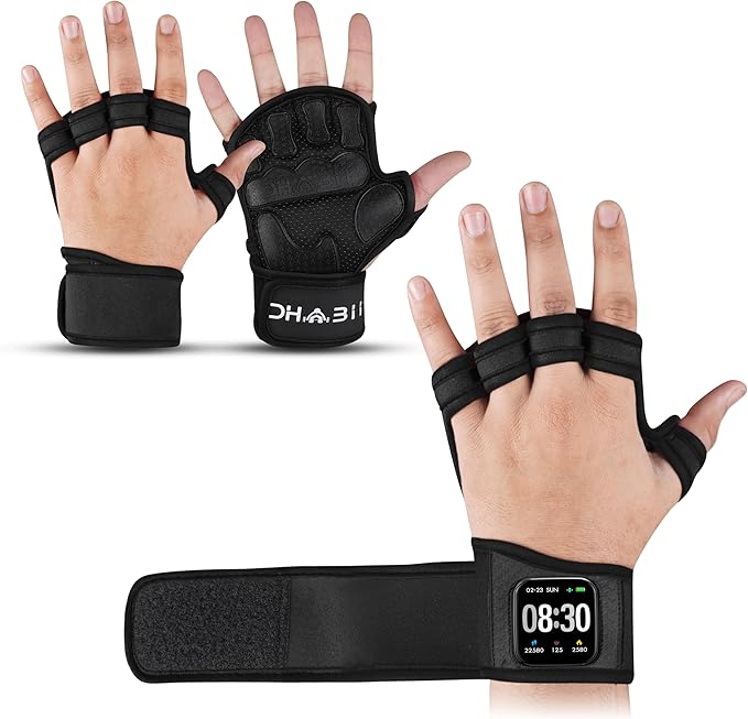 Workout Gloves for Men & Women, Smartwatch Compatible Ventilated Gym Gloves with Wrist Wrap Support, Breathable Weight Lifting Gloves for Fitness, Training & Cycling with Excellent Grip